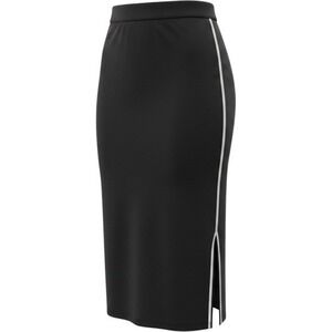 Hema Black Bodycon Midi Skirt Side Stripe Sporty Chic‎ White Slit Size S
